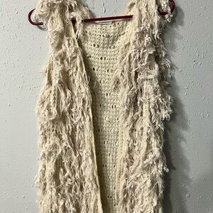Cream Textured Women's Sweater Vest